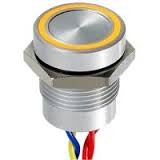 Przycisk piezo 16 mm aluminiowy PS165P10Y-x-12 z podświetleniem  12V