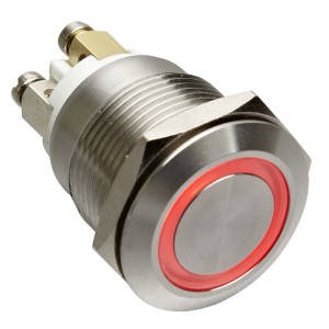 GQ19F-10E/S wandaloodporny przycisk 19 mm z podświetleniem pierścieniowym  12V i główką płaską