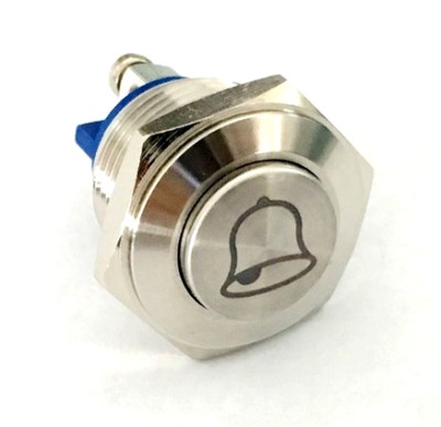 GQ16H-10/S-bell Przycisk 16 mm z główką wystającą i znakiem "Dzwonek" stal nierdzewna