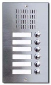 Panel domofonowy APS-6/U z sześcioma przyciskami, jednorzędowy