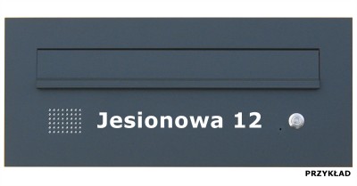 Skrzynka na listy WERBENA z modułem domofonu i wyciętym napisem, szeroki wrzut 325 mm