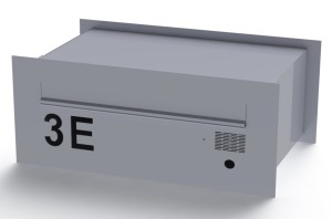 Skrzynka na listy WERBENA PLUS z domofonem i wyciętym napisem, szeroki wrzut 325 mm