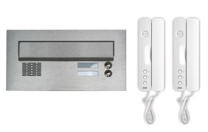 ZESTAW: skrzynka na listy VERONA NISKA 2P z domofonem MIWI URMET dla dwóch lokatorów