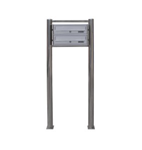 2-wrzutowa skrzynka pocztowa Eurobox GH-V12S ze stojakiem GH-S9F2S, stal nierdzewna