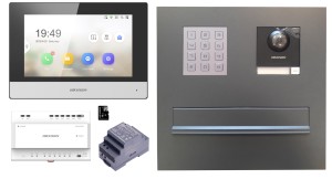 ZESTAW: skrzynka na listy VERONA z kompletnym wideodomofonem IP Hikvision dwużyłowym DS-KIS702Y i szyfratorem DS-KD-KP