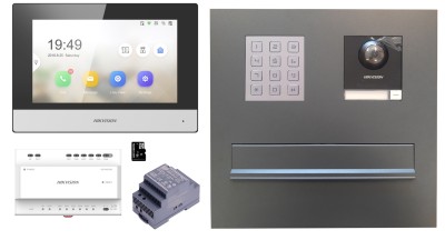 ZESTAW: skrzynka na listy VERONA z kompletnym wideodomofonem IP Hikvision dwużyłowym DS-KIS702 i szyfratorem DS-KD-KP