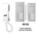ACO Familio FAM-P-4NPACC czterorodzinny domofon z unifonami UP720M i czytnikiem RFID [ZESTAW]