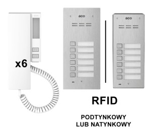 ACO Familio FAM-P-6NPACC sześciorodzinny domofon z unifonami INS-UP i czytnikiem RFID [ZESTAW]