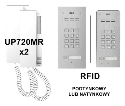 ACO Familio FAM-P-1NPZSACC jednorodzinny domofon z dwoma unifonami UP720MR, szyfratorem i RFID [ZESTAW]