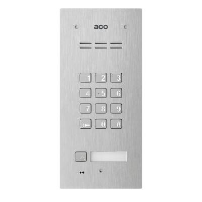 Cyfrowy panel domofonu ACO Familio FAM-P-1NPZSACC z 1 przyciskiem wywołania, szyfratorem i czytnikiem RFID, podtynkowy