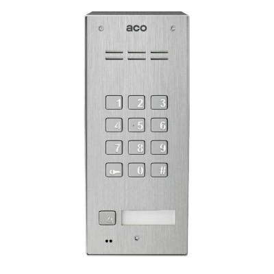 Cyfrowy panel domofonu ACO Familio FAM-P-1NPZSACC-NT z 1 przyciskiem wywołania, szyfratorem i czytnikiem RFID, natynkowy