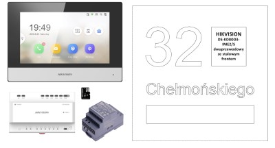 ZESTAW: skrzynka na listy VERONA z napisem i kompletnym wideodomofonem IP Hikvision dwużyłowym DS-KIS702 S (INOX stalowy)