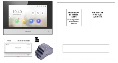 ZESTAW: skrzynka na listy VERONA z kompletnym wideodomofonem IP Hikvision dwużyłowym DS-KIS702 s (INOX) i czytnikiem RFID