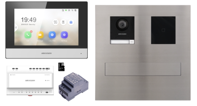 ZESTAW: skrzynka na listy VERONA z kompletnym wideodomofonem IP Hikvision dwużyłowym DS-KIS702Y i czytnikiem RFID DS-KD-E