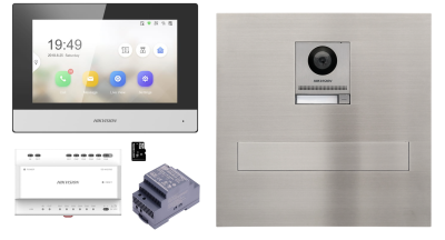 ZESTAW: skrzynka na listy VERONA z kompletnym wideodomofonem IP Hikvision dwużyłowym DS-KIS702/S(INOX)