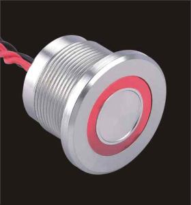 Przycisk piezo 22mm obudowa stal nierdz. PS223P10YSS1x24T, podśw. pierścien. wąskie 24V 