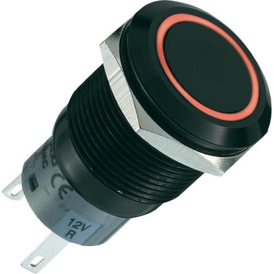 LAS1-AGQ-11E/A przycisk 19 mm z podświetleniem pierścieniowym, czarny