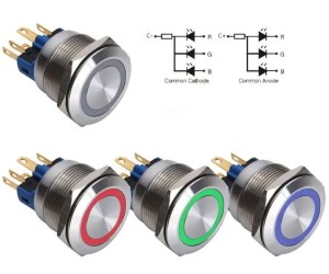 GQ22-11E/x\RG/12/S wandaloodporny przycisk 22 mm z podśw 2 kolorowym 12V  czerwonym i zielonym   