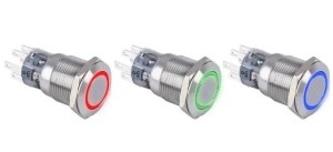 LAS1-AGQ-Z11E/31RG/12  przycisk bistabilny 19 mm z podświetleniem  2 kolorowym czerwonym-zielonym 12V
