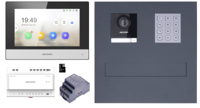 ZESTAW: skrzynka na listy VERONA z kompletnym wideodomofonem IP Hikvision dwużyłowym DS-KIS702Y i szyfratorem DS-KD-KP