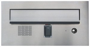 VERONA LOW mailbox with an audio door intercom adapter and IDENCOM BioKey Inside Basic fingerprint reader