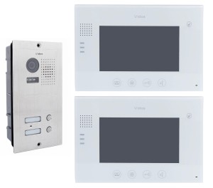 Dwurodzinny zestaw wideodomofonowy VIDOS - monitory 7" M670 i panel S602, podtynkowy