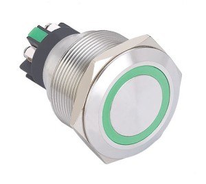 GQ25-L-11E/./12/S wandaloodporny przycisk 25 mm z podświetleniem pierścieniowym 12V, zaciski śrubowe