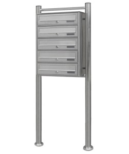 Skrzynka pocztowa Eurobox 5-wrzutowa ze stojakiem HPB-1x5, stal nierdzewna