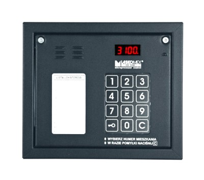 Panel domofonowy Laskomex CP-3100NP z małą listą lokatorów, lakierowany proszkowo