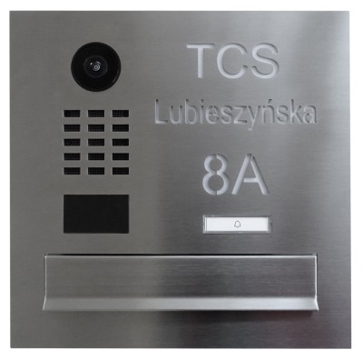 ZESTAW: skrzynka na listy VERONA z wideodomofonem jednorodzinnym IP DoorBird i z wyciętym napisem, stalowa