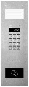 Cyfrowy panel domofonu ACO INSPIRO 12+ Master z małą listą lokatorów i czytnikiem kluczy RFID