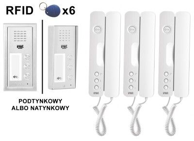 Miwi-Urmet ELITE 6025/PR3-RF-403 zestaw domofonowy trzyrodzinny z czytnikiem RFID