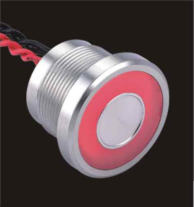 Przycisk piezo 22mm stal nierdz. PS225P10YSS1x12L, podśw. pierścien. szerokie 12V