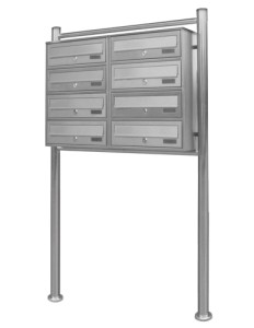 Skrzynka pocztowa Eurobox 8-wrzutowa ze stojakiem HPB-2x4, stal nierdzewna