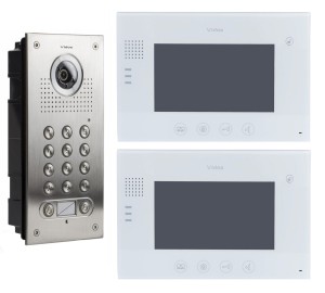 Dwurodzinny zestaw wideodomofonowy VIDOS - monitory 7" M670 i dwuprzyciskowy panel z szyfratorem S562D, podtynkowy