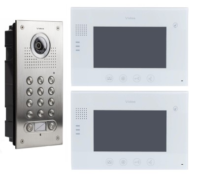 Dwurodzinny zestaw wideodomofonowy VIDOS - monitory 7 M670 i dwuprzyciskowy panel z szyfratorem, podtynkowy